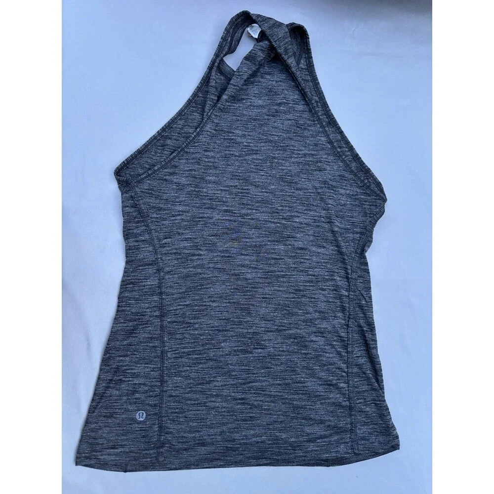 Lululemon Womens Heather Gray Tank Trapeze Twist Tank Top Gym Running Yoga Sz 6